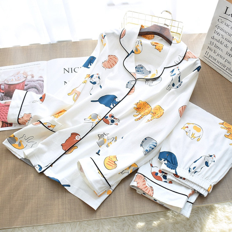 PIGIAMA CUTE CAT PRINT CARTOON