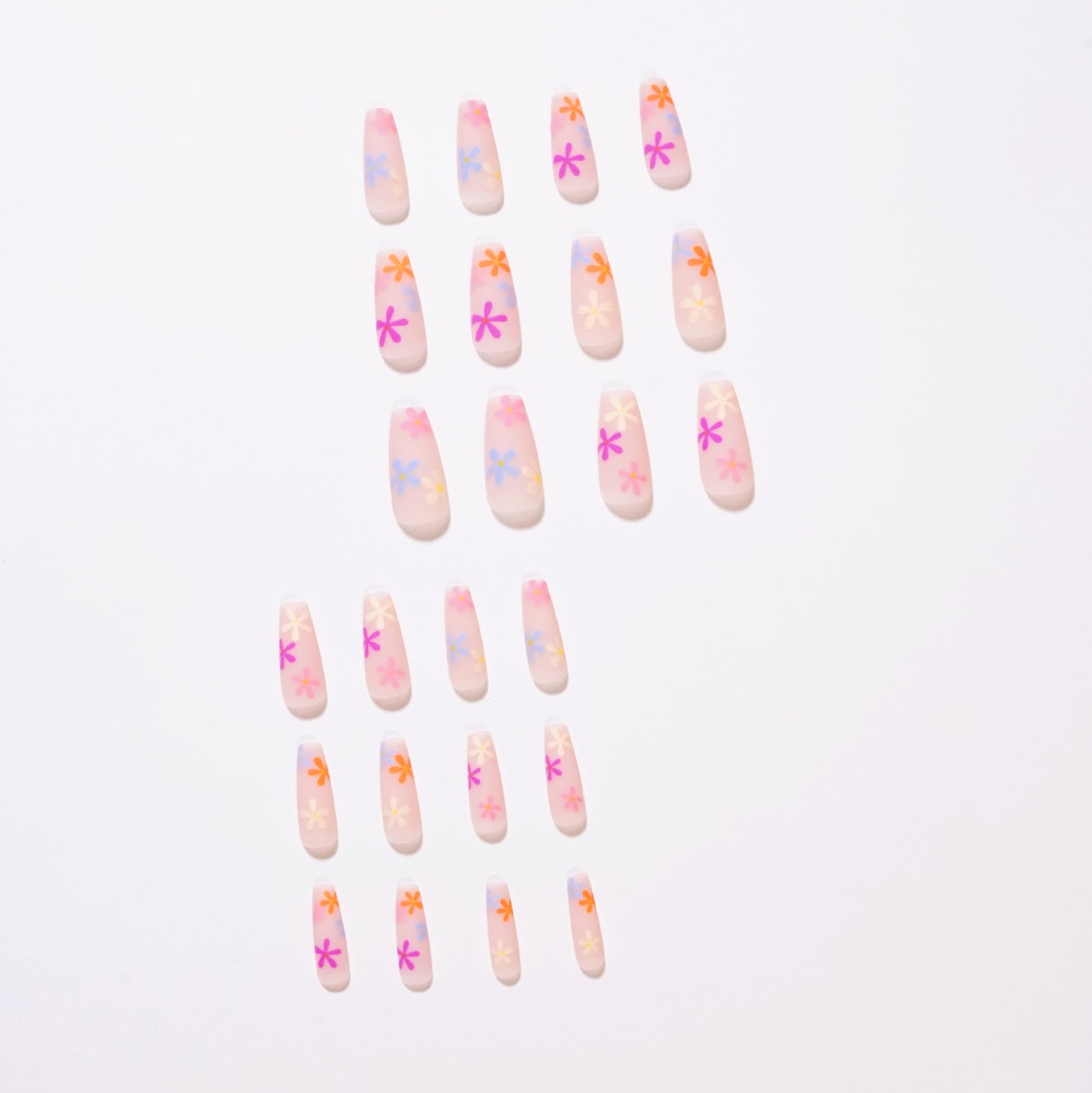 PRESS ON MANICURE PASTORAL SERIES RAINBOW SUNFLOWER CON COLLA