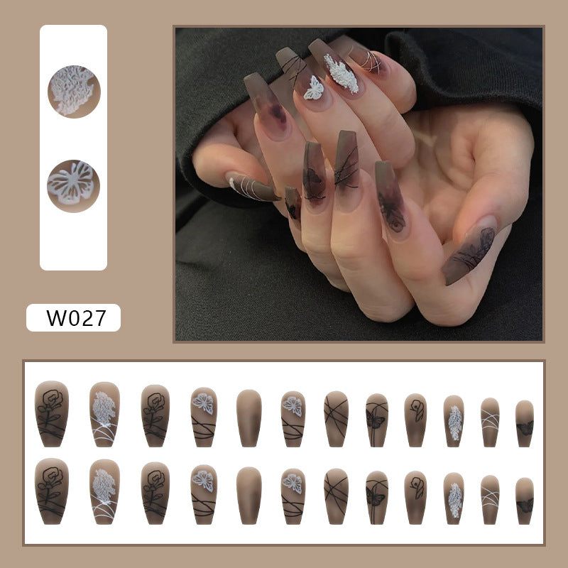 PRESS ON MANICURE CLASSICA DARK BUTTERFLY CON COLLA