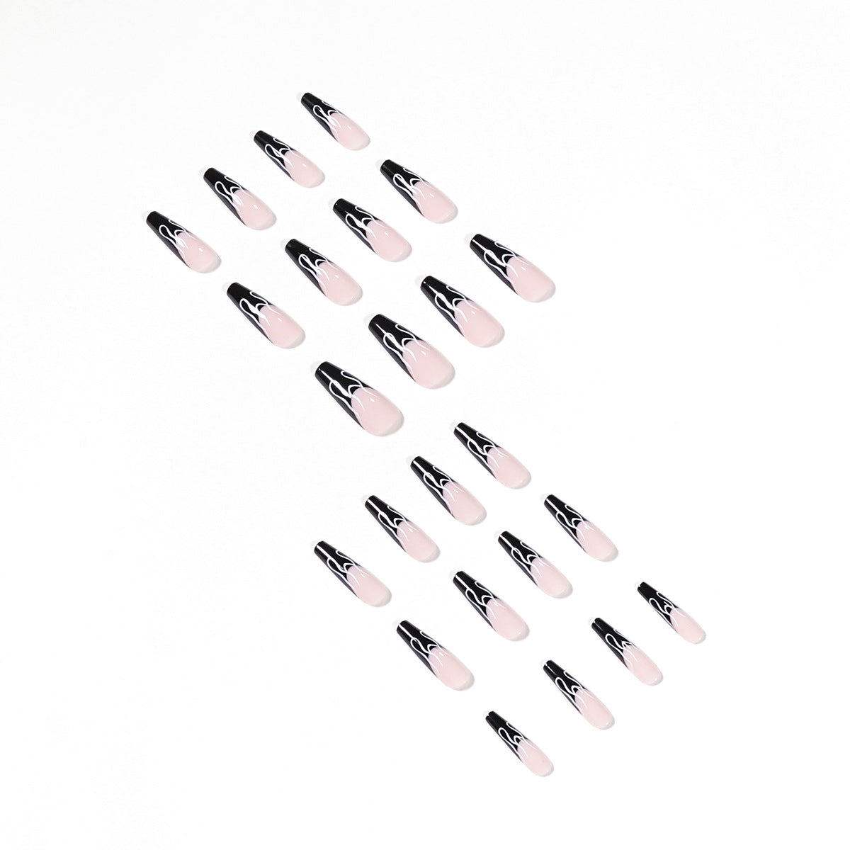 PRESS ON MANICURE BLACK FRENCH CON COLLA