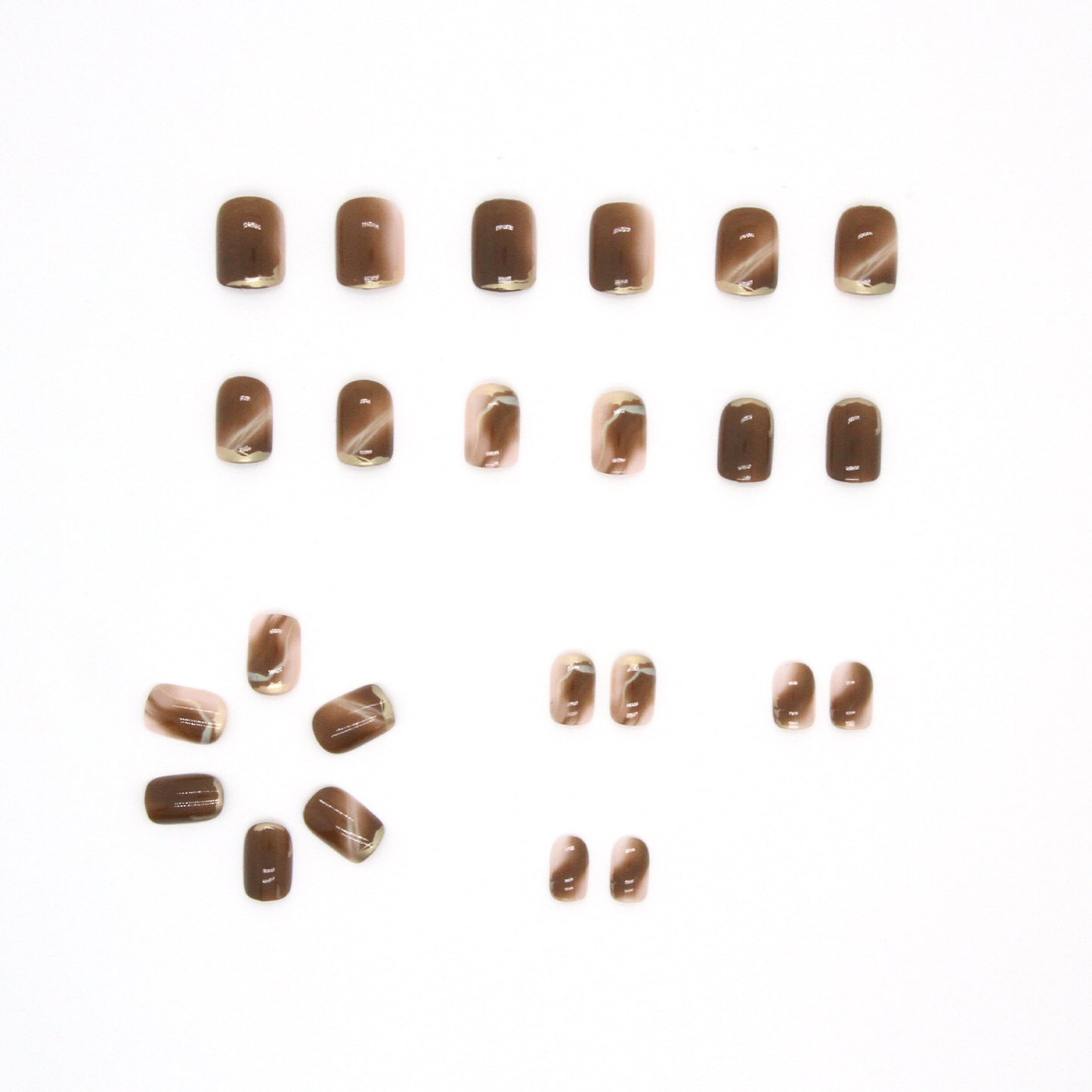 PRESS ON MANICURE WARM BROWN CON COLLA