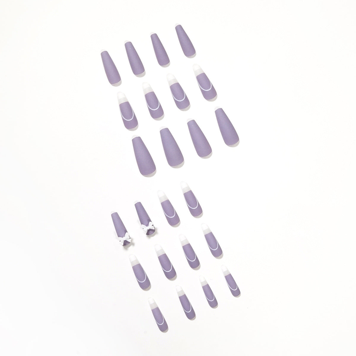 PRESS ON MANICURE RATTAN PURPLE FRENCH CON COLLA