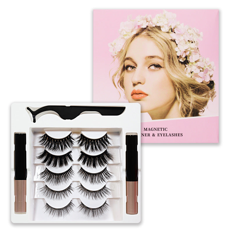 CIGLIA FINTE MAGNETICHE 5 PAIA DI CIGLIA + 2 EYELINER LIQUIDO
