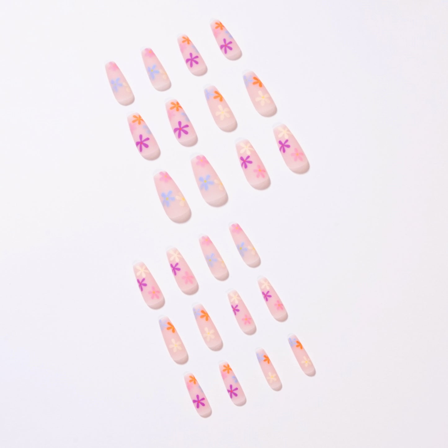 PRESS ON MANICURE PASTORAL SERIES RAINBOW SUNFLOWER CON COLLA