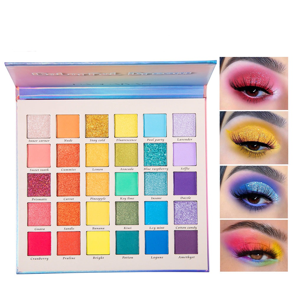 HANDAIYAN OMBRETTI CON GLITTER OPACHI PERLESCENTI. PALETTE DA 30 COLORI ARCOBALENO FANTASY
