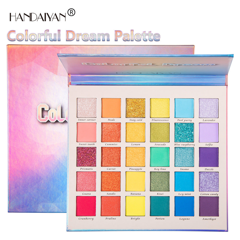 HANDAIYAN OMBRETTI CON GLITTER OPACHI PERLESCENTI. PALETTE DA 30 COLORI ARCOBALENO FANTASY