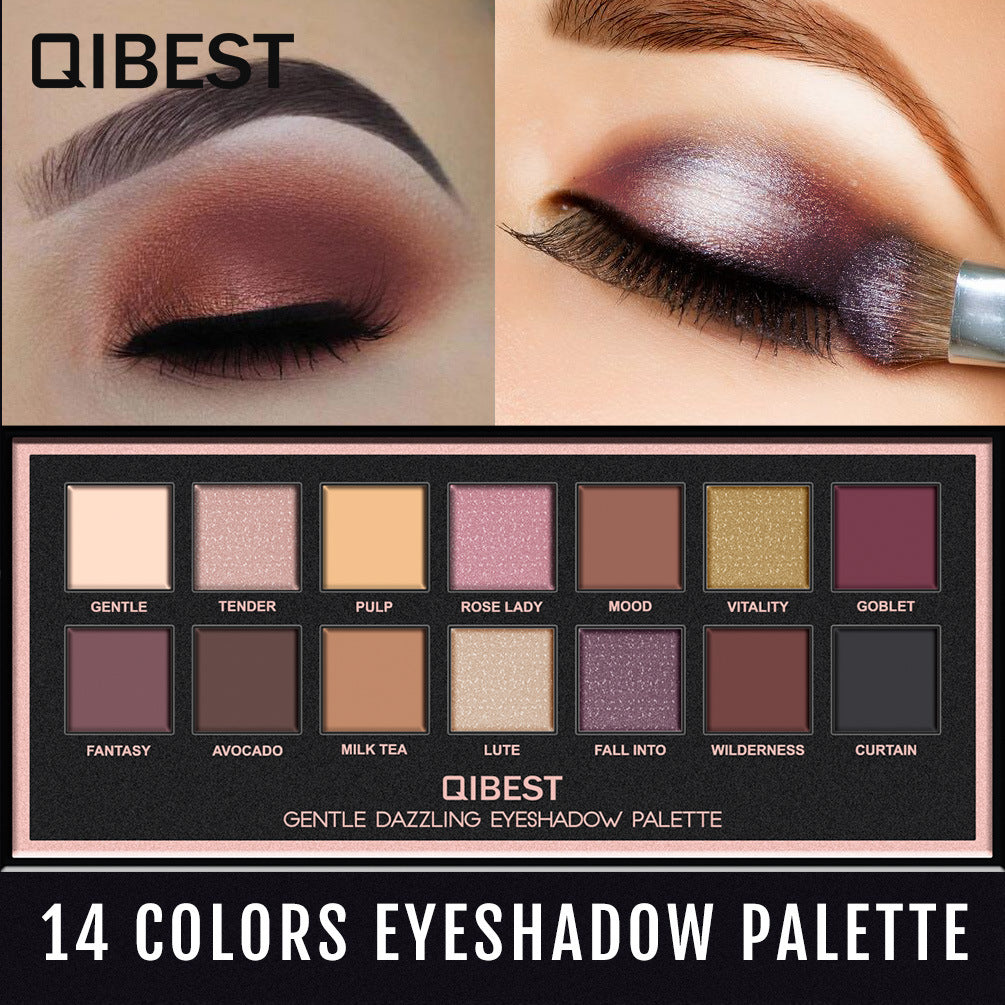 QIBEST 14 COLORI PALETTE DI OMBRETTI PERLESCENTI OPACHI