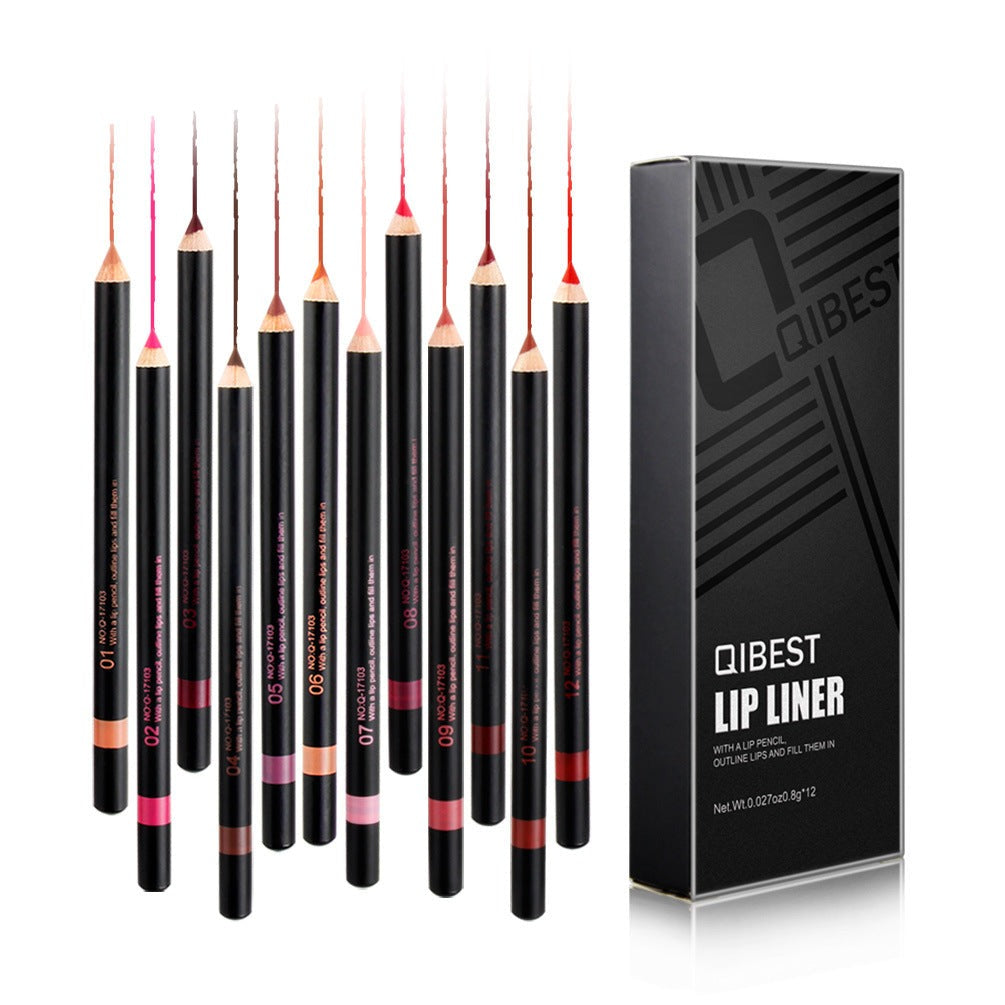 MATITA PER LABBRA QIBEST FASHION BLACK ROD 12 COLORI