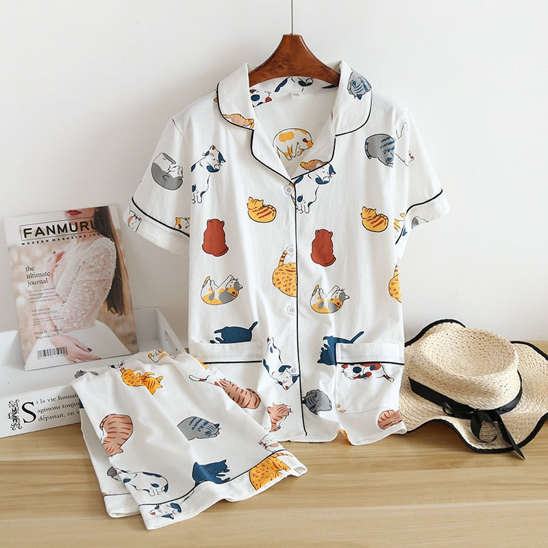 PIGIAMA CUTE CAT PRINT CARTOON