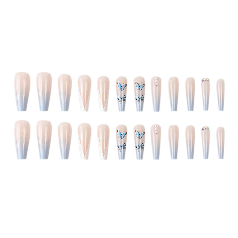 SET UNGHIE PRESS ON BLU CON COLLA E ADESIVI