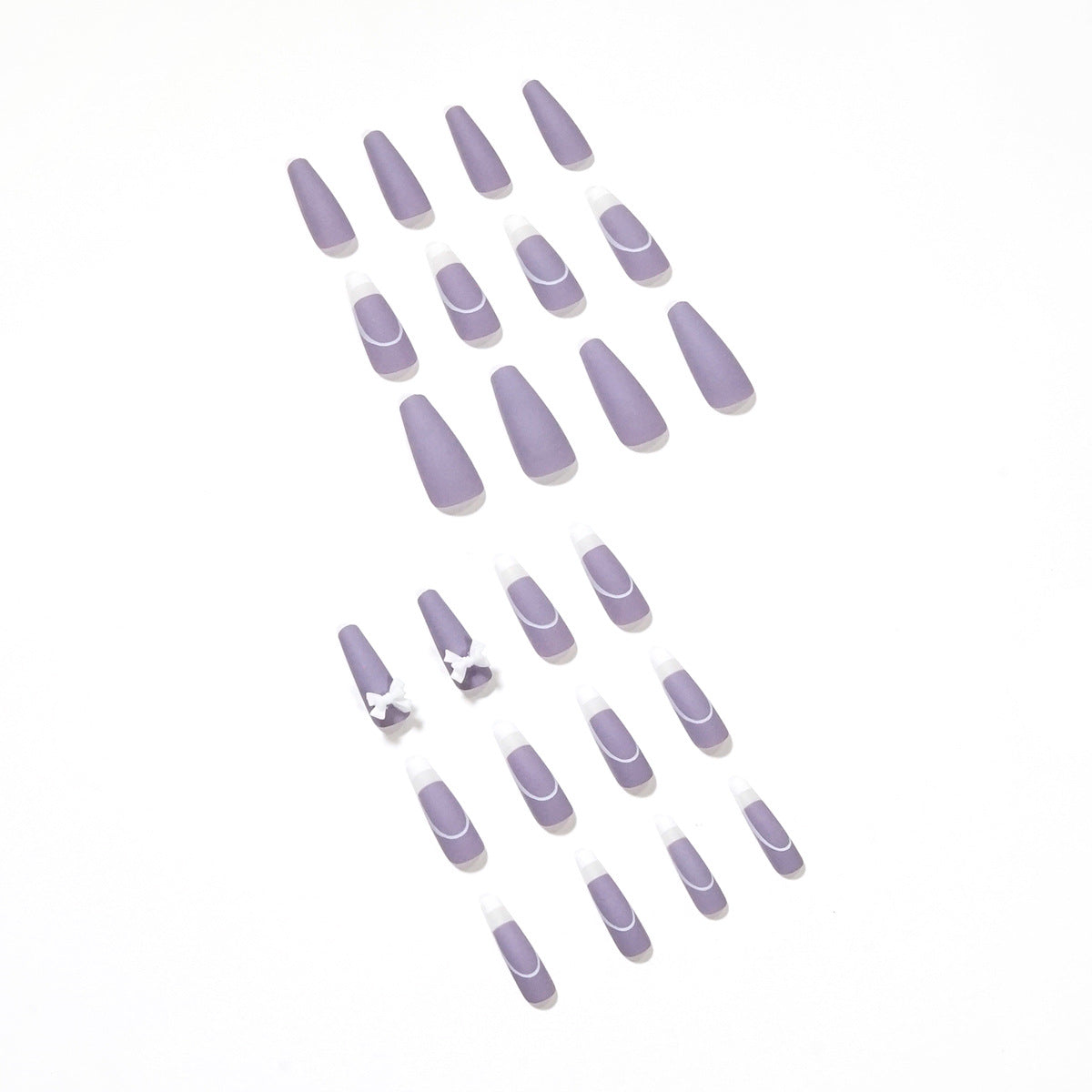 PRESS ON MANICURE RATTAN PURPLE FRENCH CON COLLA