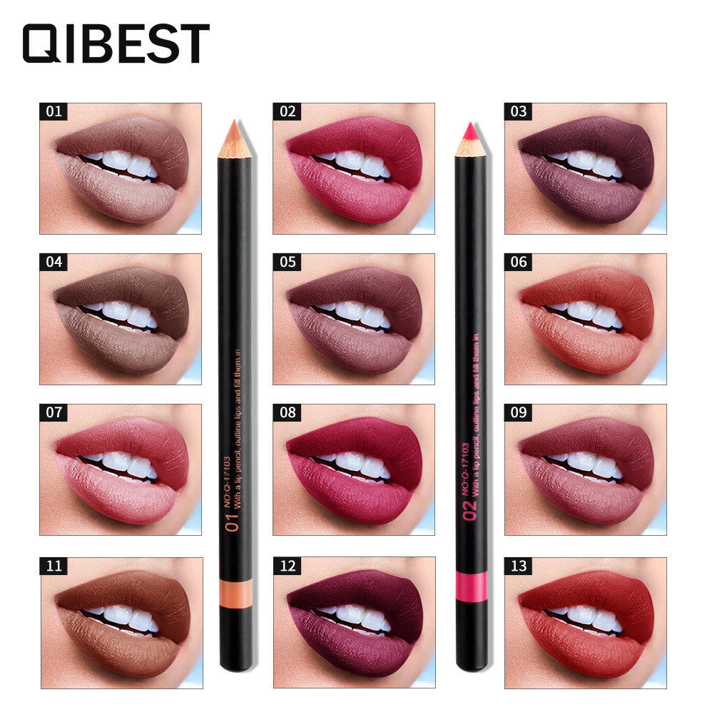 MATITA PER LABBRA QIBEST FASHION BLACK ROD 12 COLORI