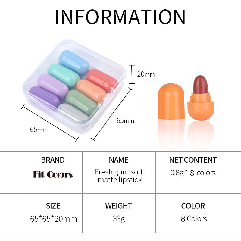 FIT COLORS ROSSETTO PICCOLO CHEWING GUM DA 8 COLORI