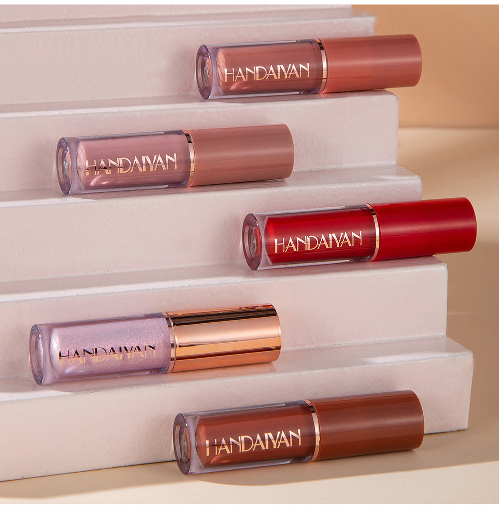 HANDAIYAN 12 COLOR LIP GLOSS SET LIQUID LIPSTICK SET MATTE PEARLESCENT NON-STICK CUP LIP GLOSS