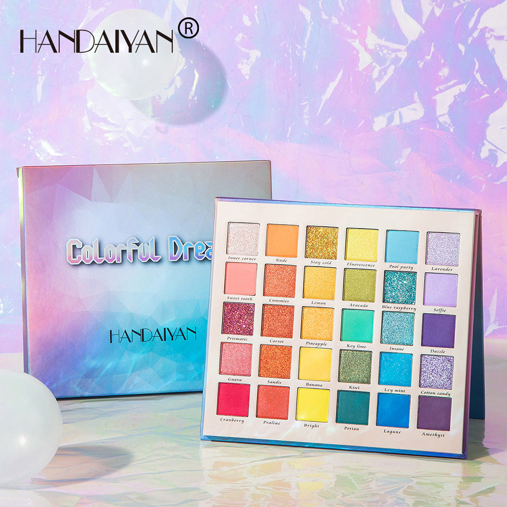 HANDAIYAN OMBRETTI CON GLITTER OPACHI PERLESCENTI. PALETTE DA 30 COLORI ARCOBALENO FANTASY
