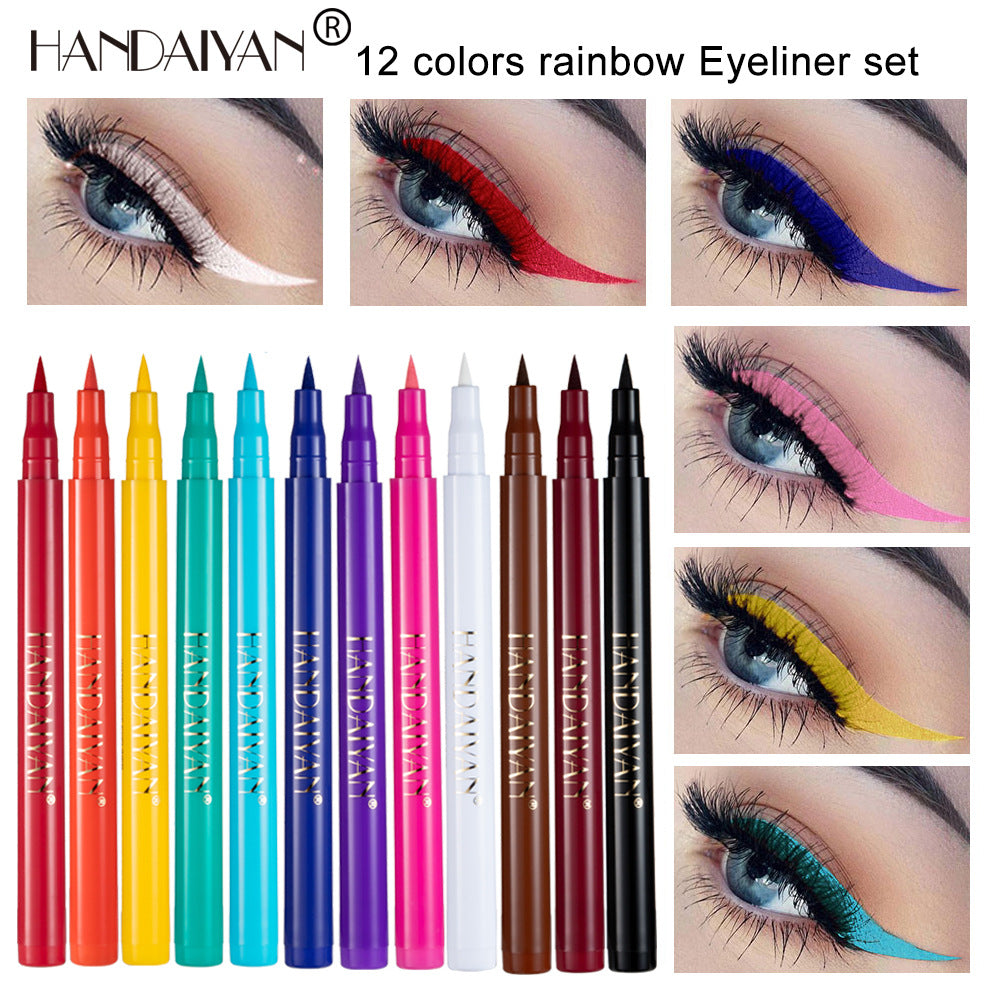 SET EYELINER COLORATO OPACO HANDAIYAN 12 COLORI