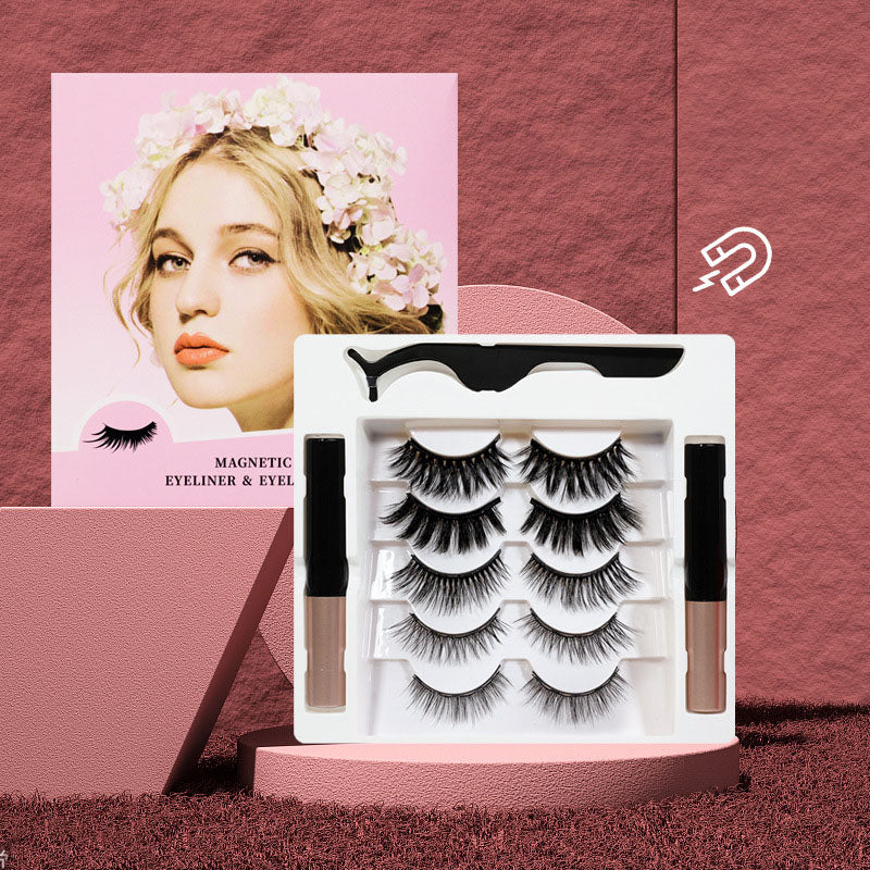 CIGLIA FINTE MAGNETICHE 5 PAIA DI CIGLIA + 2 EYELINER LIQUIDO