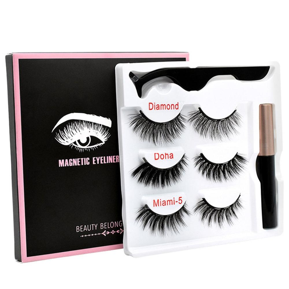 SET CIGLIA FINTE MAGNETICHE CON EYELINER E PINZETTE
