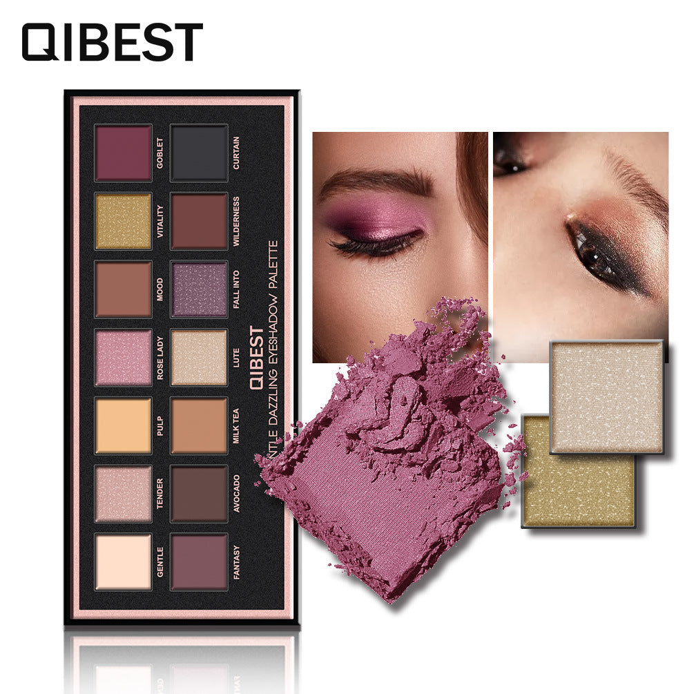 QIBEST 14 COLORI PALETTE DI OMBRETTI PERLESCENTI OPACHI