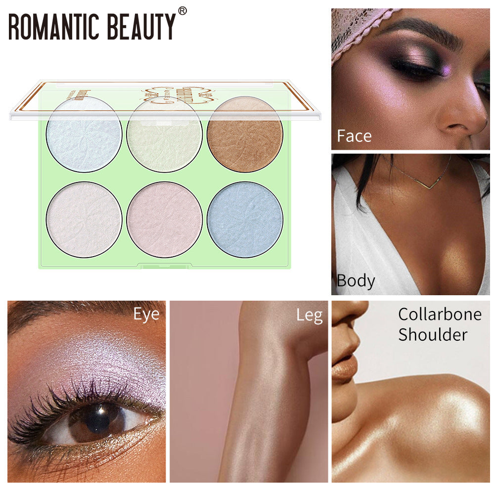 PALETTE DI RIPARAZIONE ILLUMINANTE PERLATA DI 6 COLORI ROMANTIC BEAUTY