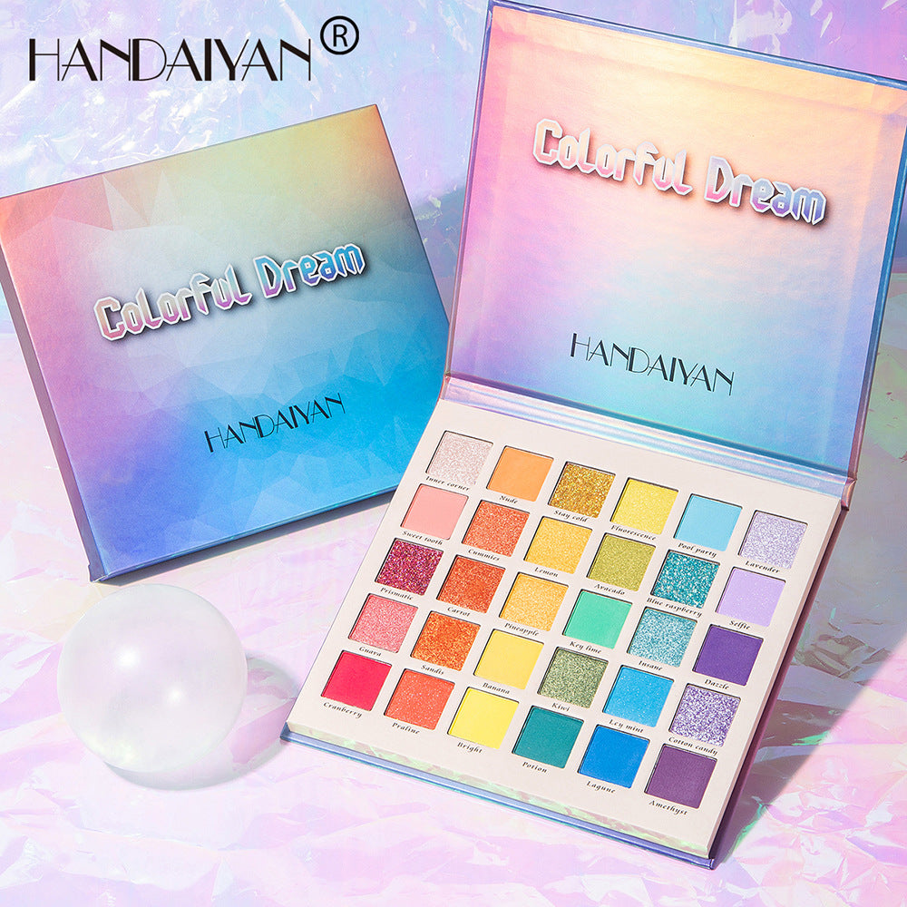 HANDAIYAN OMBRETTI CON GLITTER OPACHI PERLESCENTI. PALETTE DA 30 COLORI ARCOBALENO FANTASY