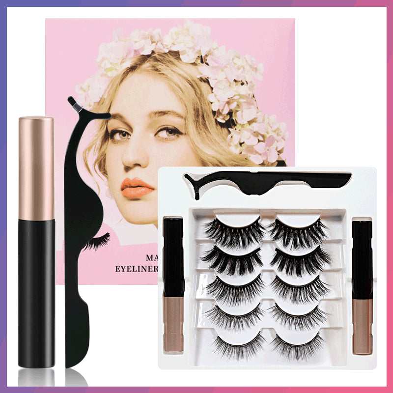 CIGLIA FINTE MAGNETICHE 5 PAIA DI CIGLIA + 2 EYELINER LIQUIDO