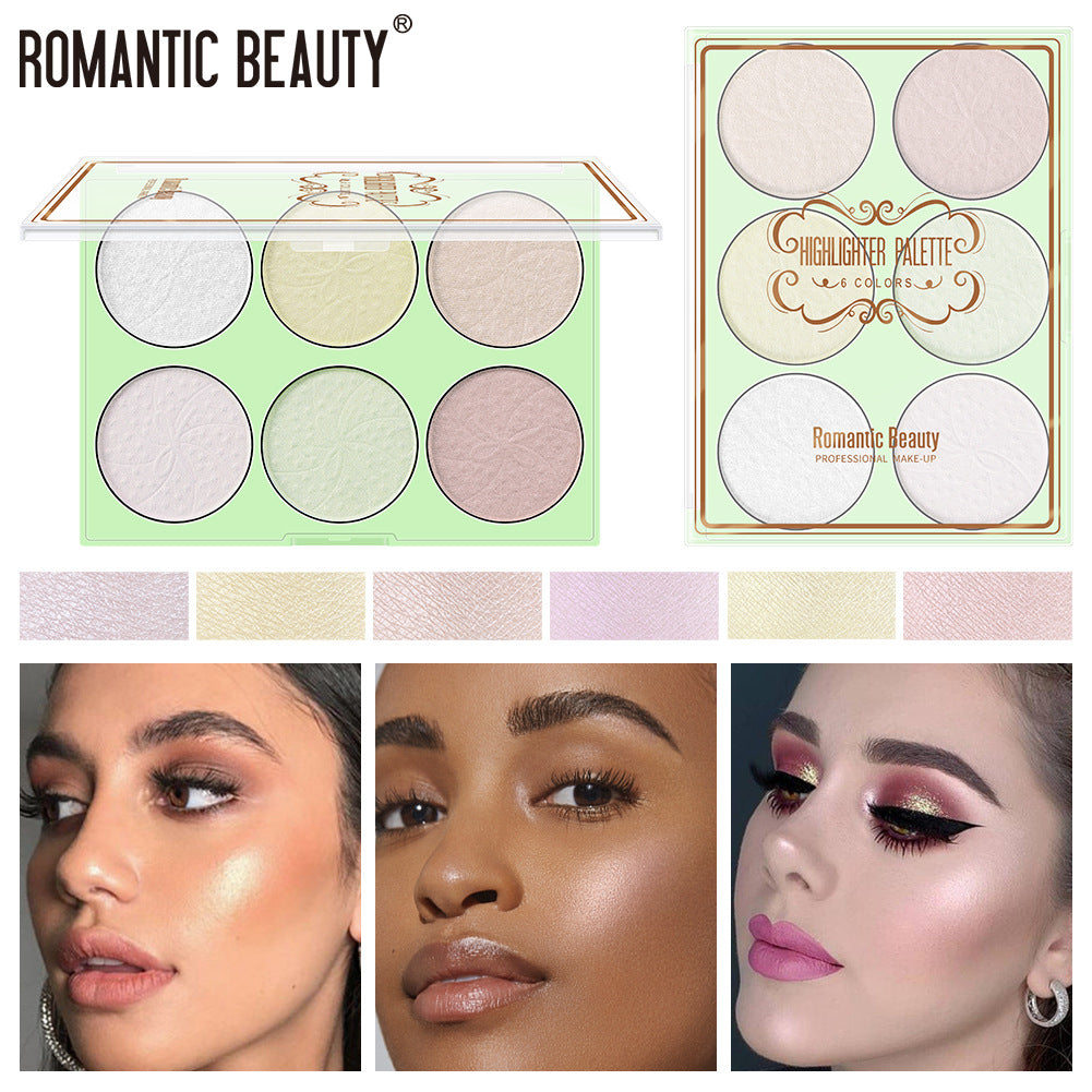 PALETTE DI RIPARAZIONE ILLUMINANTE PERLATA DI 6 COLORI ROMANTIC BEAUTY