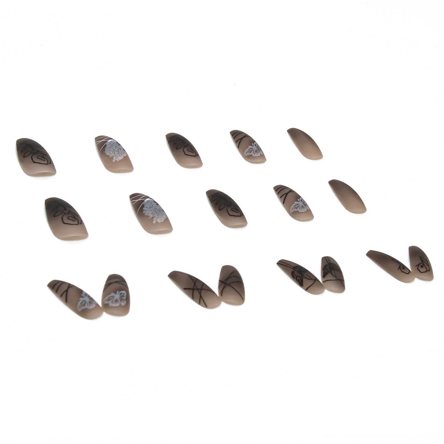 PRESS ON MANICURE CLASSICA DARK BUTTERFLY CON COLLA