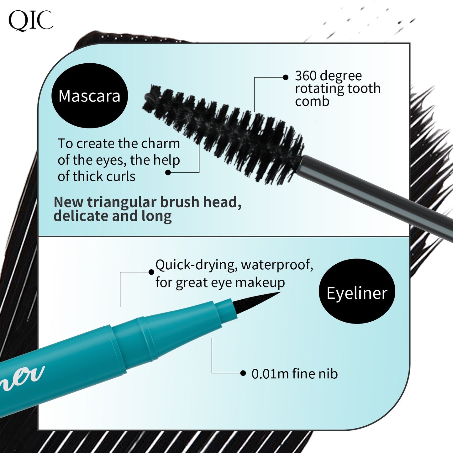 QIC GREEN EYELINER + MASCARA