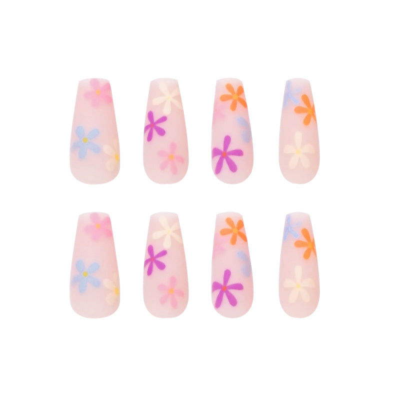 PRESS ON MANICURE PASTORAL SERIES RAINBOW SUNFLOWER CON COLLA