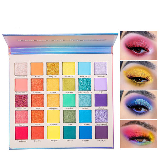 HANDAIYAN  OMBRETTI CON GLITTER OPACHI PERLESCENTI. PALETTE DA 30 COLORI ARCOBALENO FANTASY