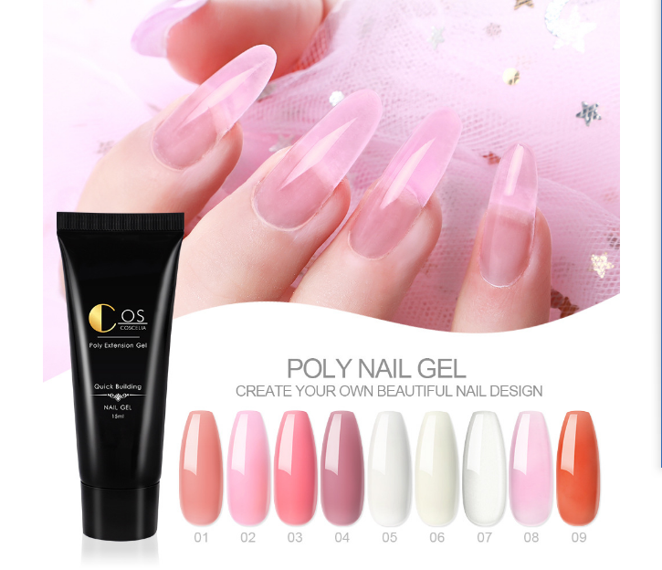 Professional Poly Nail Gel Kit UV con LAMPADA