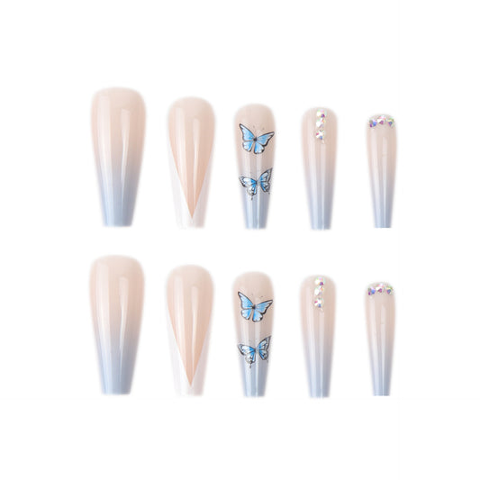 SET UNGHIE PRESS ON BLU CON COLLA E ADESIVI