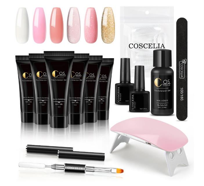 Professional Poly Nail Gel Kit UV con LAMPADA