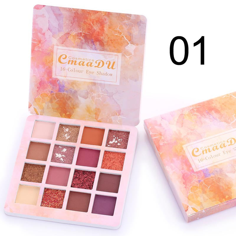CMAADU 16 TONALITÀ DI OMBRETTO LUCIDO TRUCCO OPACO E GLITTER METALLICO IMPERMEABILE