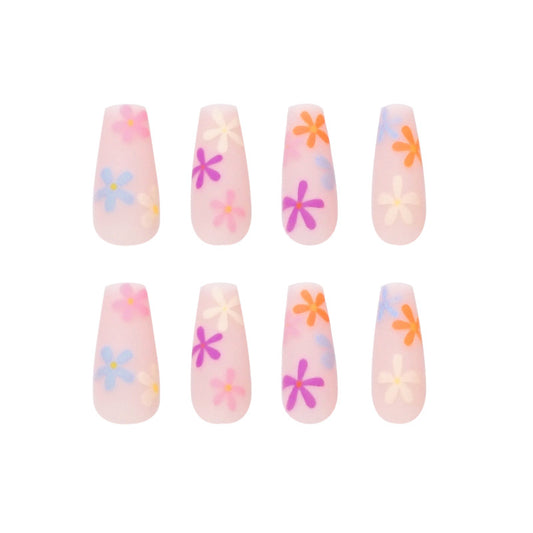 PRESS ON MANICURE PASTORAL SERIES RAINBOW SUNFLOWER CON COLLA